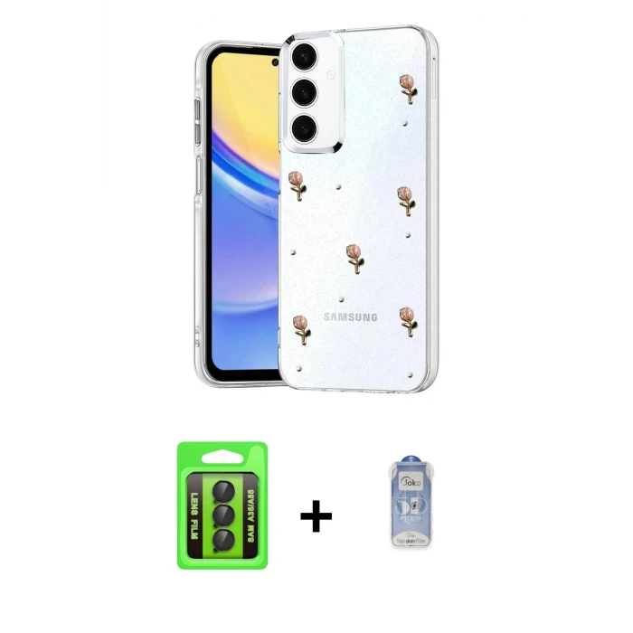 ieg™ Galaxy A35 5G Kılıf Yörünge Form - Siyah Joko Magic 5D Cam + Siyah Raze Metal Kamera Lens