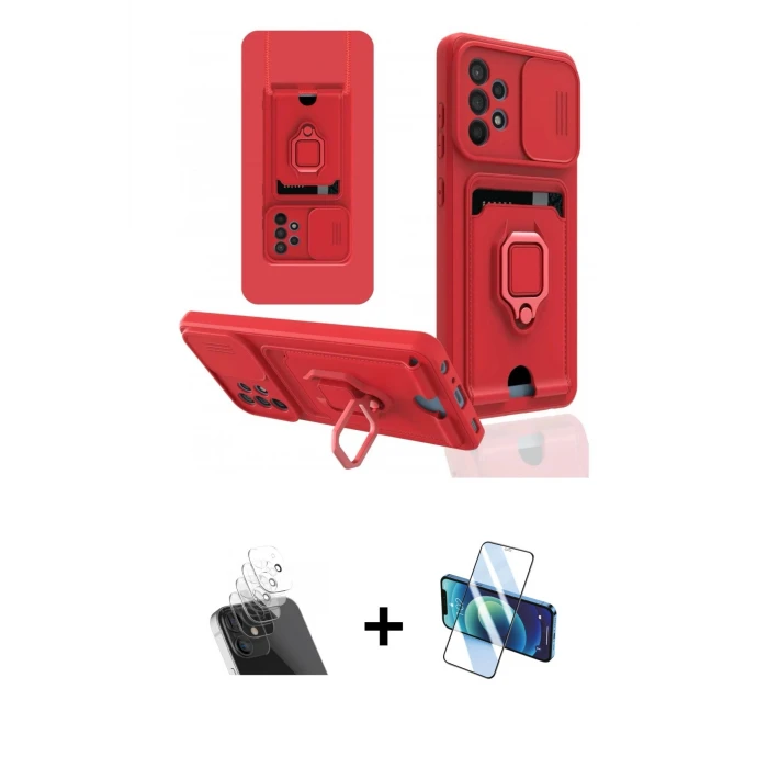 ieg™ Galaxy A52 Kılıf Vadi Form Prime - Siyah 3D Antistatik Cam Ekran Koruyucu + Kamera Lens Koruma Cam - SF