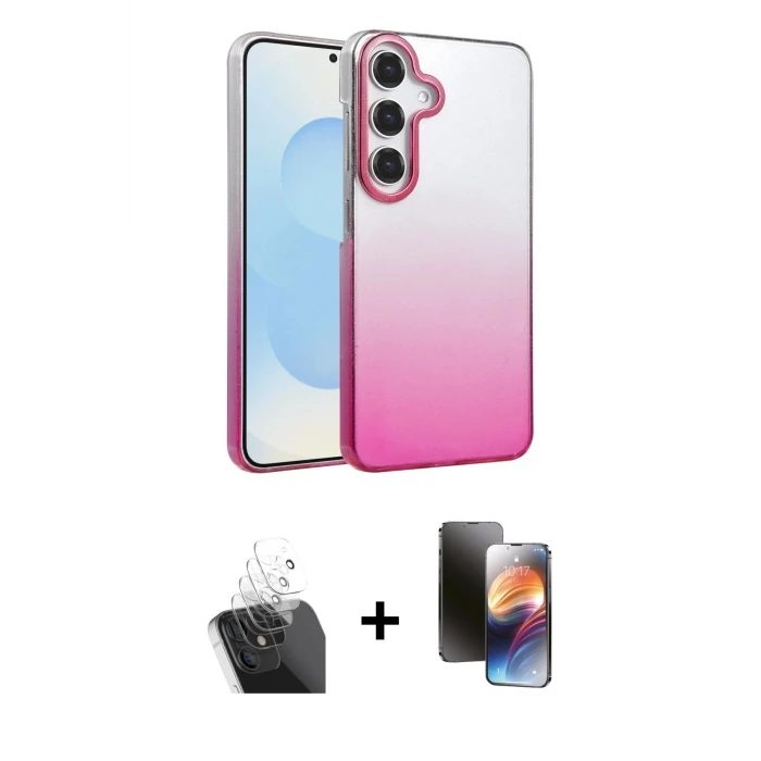 ieg™ Galaxy A55 5G Kılıf Kıvılcım Minimal Özel Seri - Siyah 3D Antistatik Mat Seramik Nano Ekran Koruyucu + Şeffaf Kamera Lens Koruma Cam