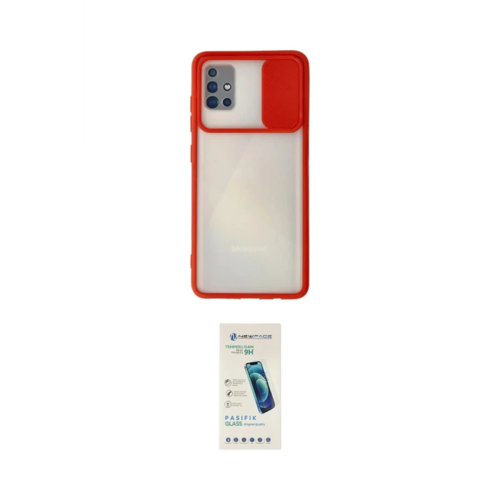 ieg™ Galaxy A71 Kılıf Vadi Çizgi - Şeffaf Pasifik Cam Ekran Koruyucu