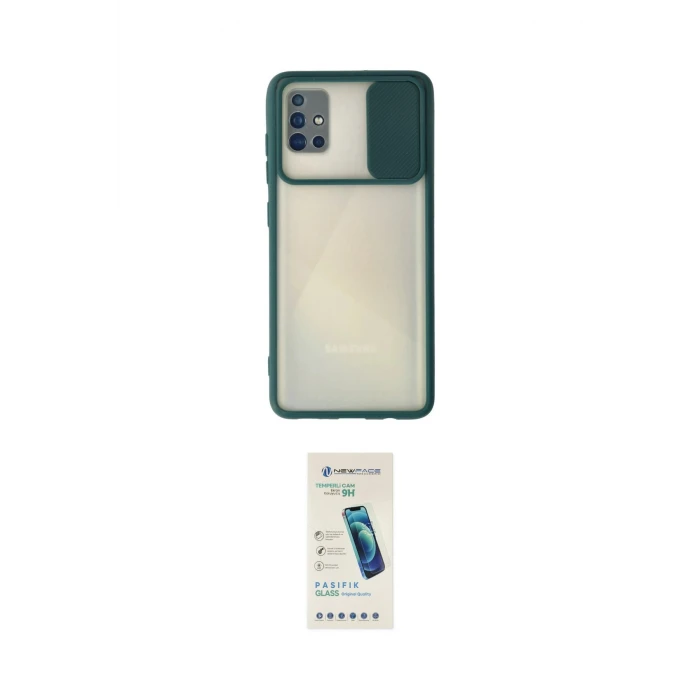 ieg™ Galaxy A71 Kılıf Vadi Çizgi - Şeffaf Pasifik Cam Ekran Koruyucu