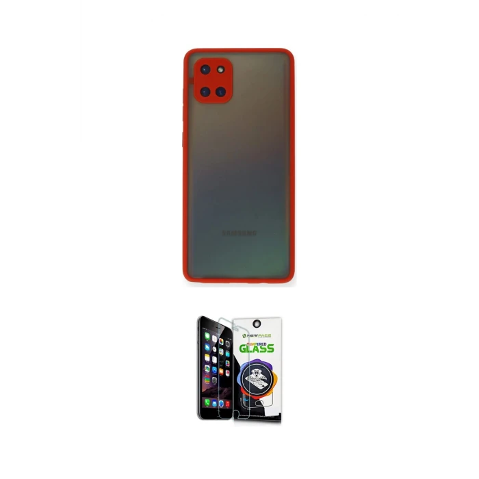 ieg™ Galaxy A81 / Note 10 Lite Kılıf Ahenk Çizgi Serisi - Şeffaf Temperli Cam Ekran Koruyucu