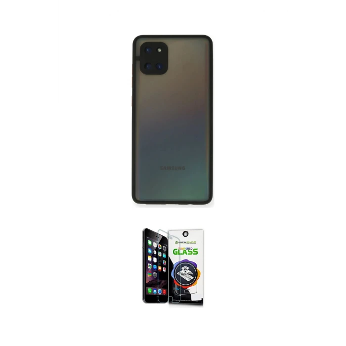 ieg™ Galaxy A81 / Note 10 Lite Kılıf Ahenk Çizgi Serisi - Şeffaf Temperli Cam Ekran Koruyucu