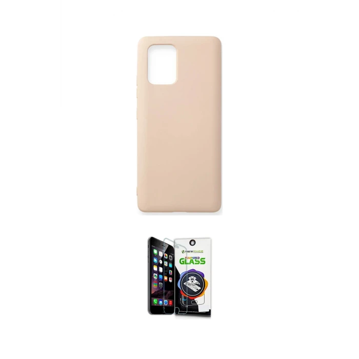 ieg™ Galaxy A91 / S10 Lite Kılıf Ahenk Serisi - Şeffaf Temperli Cam Ekran Koruyucu