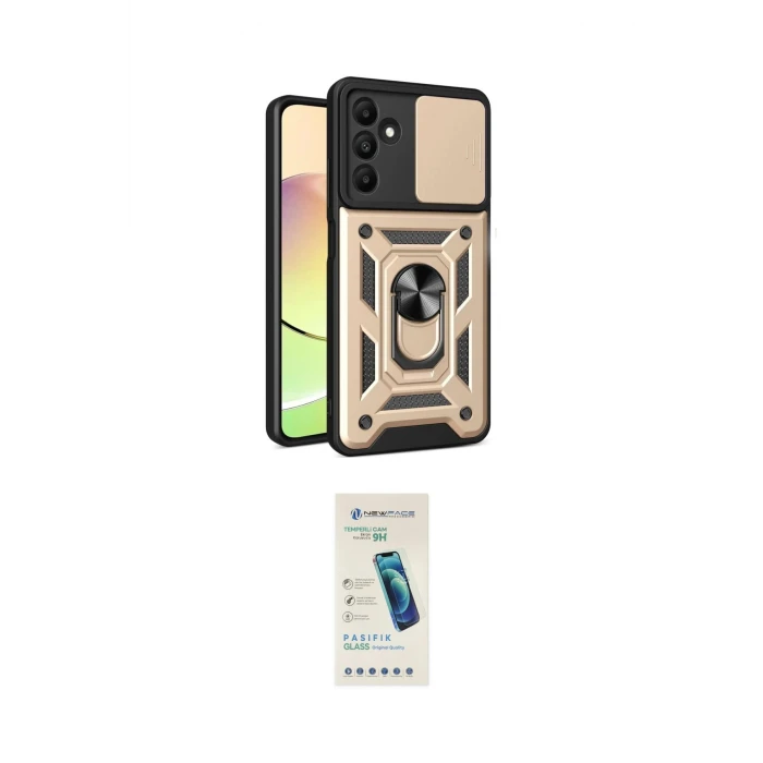 ieg™ Galaxy M15 Kılıf Ahenk Klasik - Şeffaf Pasifik Cam Ekran Koruyucu