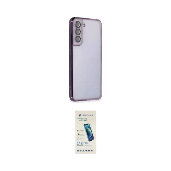 ieg™ Galaxy S21 FE Kılıf Vadi Minimal - Şeffaf Pasifik Cam Ekran Koruyucu