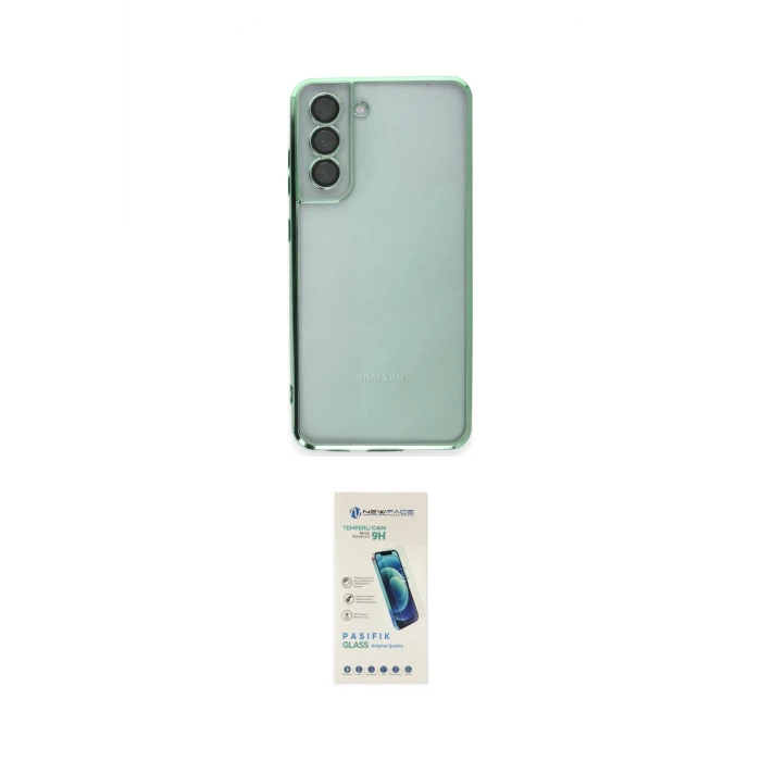 ieg™ Galaxy S21 FE Kılıf Vadi Minimal - Şeffaf Pasifik Cam Ekran Koruyucu