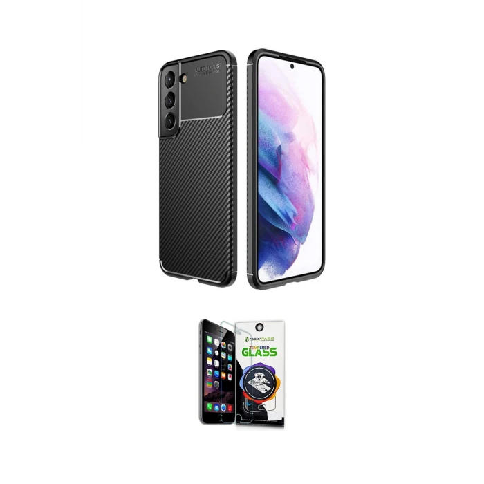 ieg™ Galaxy S22 Plus Kılıf Eksen Form Prime - Şeffaf Temperli Cam Ekran Koruyucu