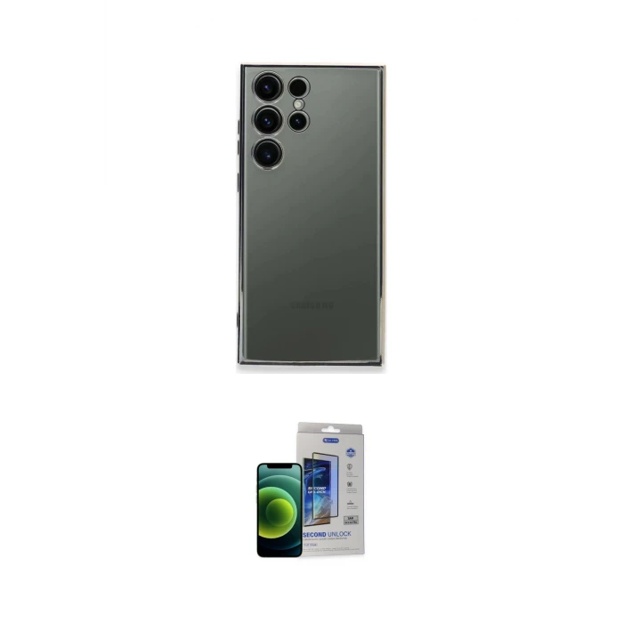 ieg™ Galaxy S23 Ultra Kılıf Vadi Minimal - Siyah Durable Full Glue Curved Cam