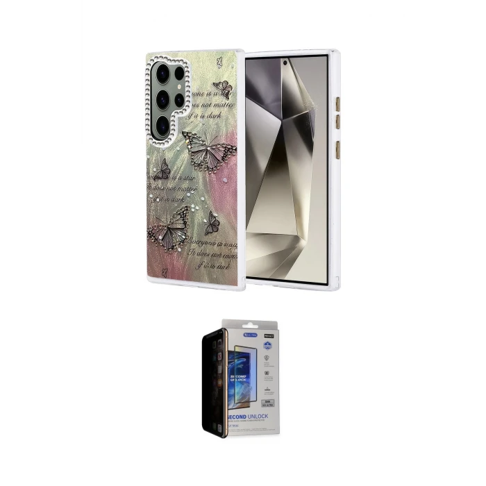 ieg™ Galaxy S23 Ultra Kılıf Zirve Modern Prime - Siyah Durable Full Glue Curved Hayalet Cam
