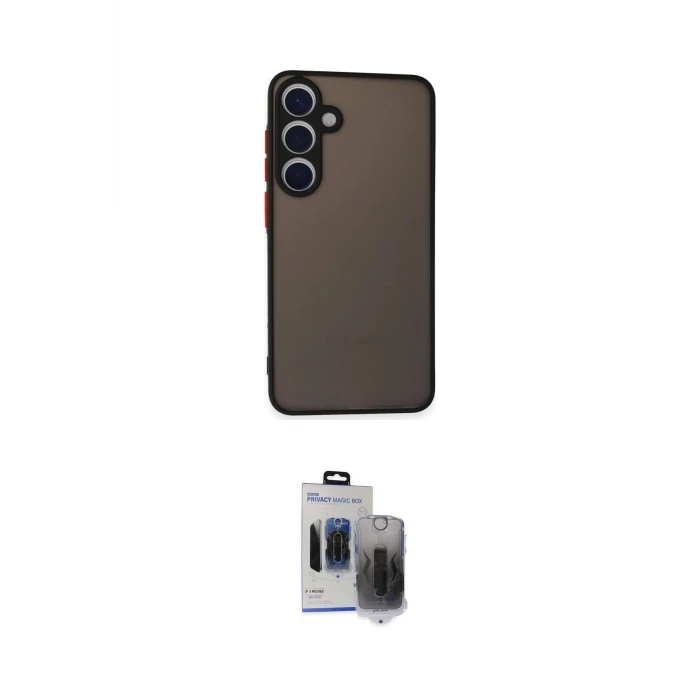 ieg™ Galaxy S24 Kılıf Ahenk Çizgi Serisi - Siyah Vanessa Magic Hayalet Cam