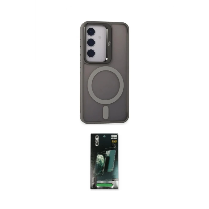 ieg™ Galaxy S24 Kılıf Akış Form - Siyah 360 Mat Full Body Arka Koruyucu