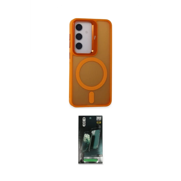 ieg™ Galaxy S24 Kılıf Akış Form - Siyah 360 Mat Full Body Arka Koruyucu