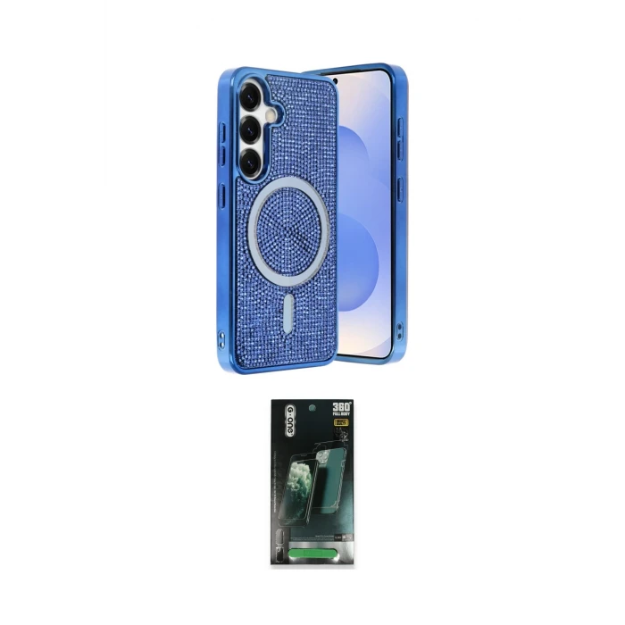ieg™ Galaxy S24 Kılıf Eksen Çizgi - Şeffaf 360 Full Body Arka Koruyucu