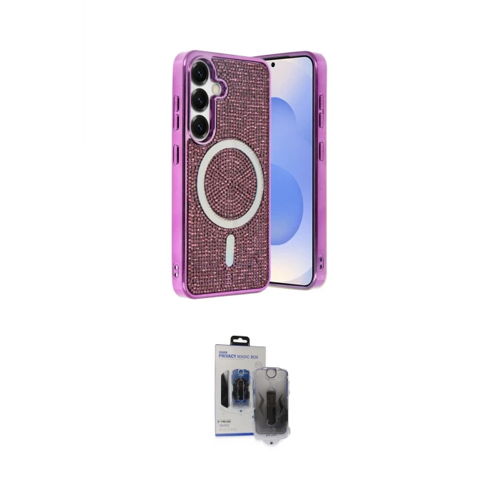 ieg™ Galaxy S24 Kılıf Eksen Çizgi - Siyah Vanessa Magic Hayalet Cam