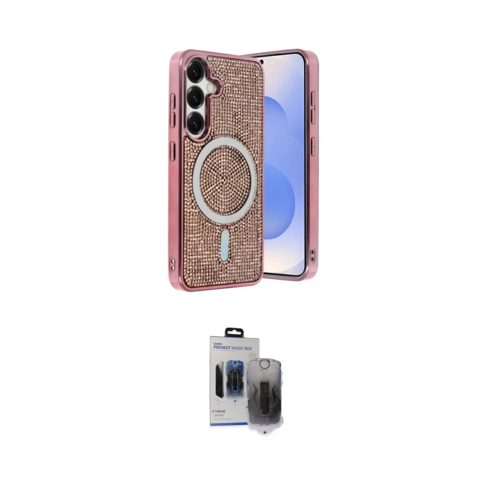 ieg™ Galaxy S24 Kılıf Eksen Çizgi - Siyah Vanessa Magic Hayalet Cam