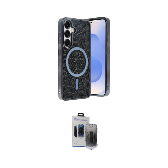 ieg™ Galaxy S24 Kılıf Eksen Çizgi - Siyah Vanessa Magic Hayalet Cam