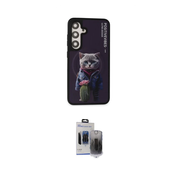 ieg™ Galaxy S24 Kılıf Siluet Modern Özel Seri - Siyah Vanessa Magic Hayalet Cam