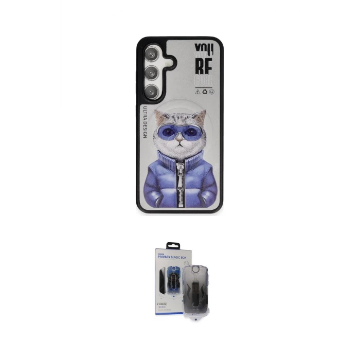 ieg™ Galaxy S24 Kılıf Siluet Modern Özel Seri - Siyah Vanessa Magic Hayalet Cam