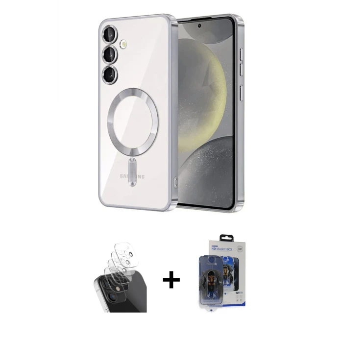 ieg™ Galaxy S24 Plus Kılıf Nova Işık Özel Seri - Siyah Vanessa Magic Cam + Kamera Lens Koruma Cam - SF