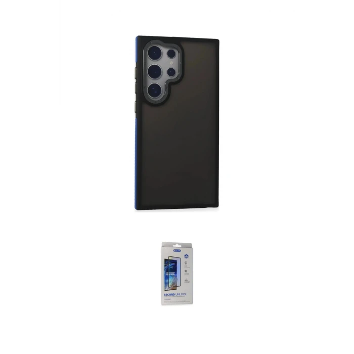 ieg™ Galaxy S24 Ultra Kılıf Eksen Işık - Siyah Durable Full Glue Curved Cam