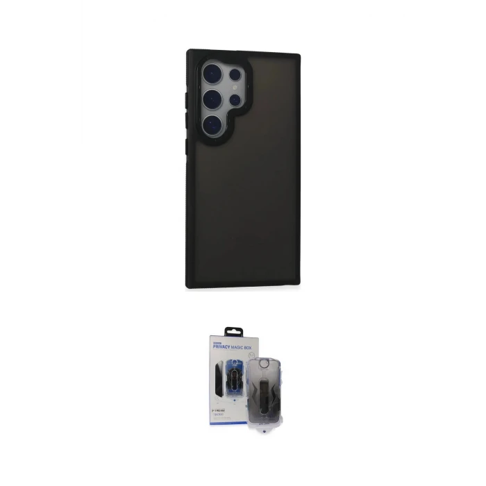 ieg™ Galaxy S24 Ultra Kılıf Eksen Işık - Siyah Vanessa Magic Hayalet Cam