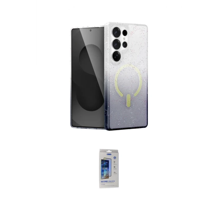 ieg™ Galaxy S24 Ultra Kılıf Eksen Minimal Özel Seri - Siyah Durable Full Glue Curved Cam