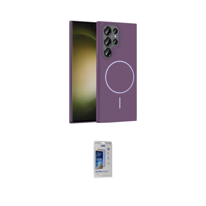 ieg™ Galaxy S24 Ultra Kılıf Siluet Doku Özel Seri - Siyah Durable Full Glue Curved Cam