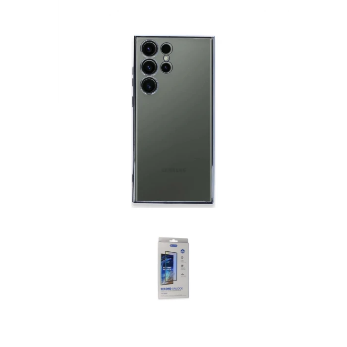 ieg™ Galaxy S24 Ultra Kılıf Vadi Minimal - Siyah Durable Full Glue Curved Cam