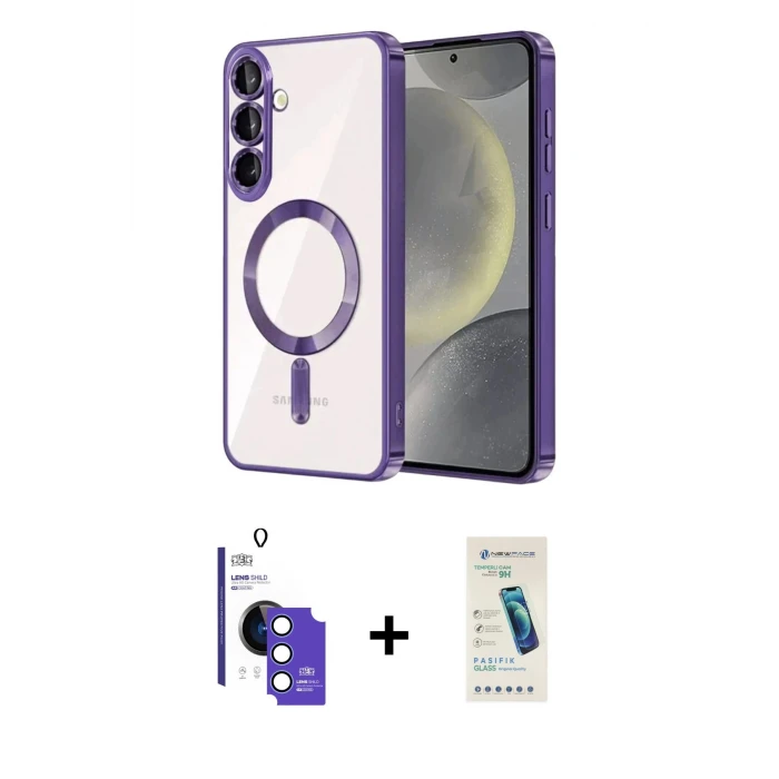 ieg™ Galaxy S26 Kılıf Nova Işık Özel Seri - Şeffaf Pasifik Cam Ekran Koruyucu + Bilvis Titan Kamera Lens - MI