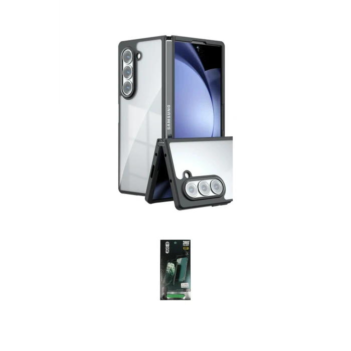 ieg™ Galaxy Z Fold 5 Kılıf Kozmos Klasik - Şeffaf 360 Fold Full Body