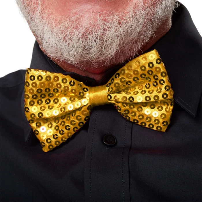 ieg™ Gece Işıltısı Altın Payetli Pullu Papyon 7x2 cm