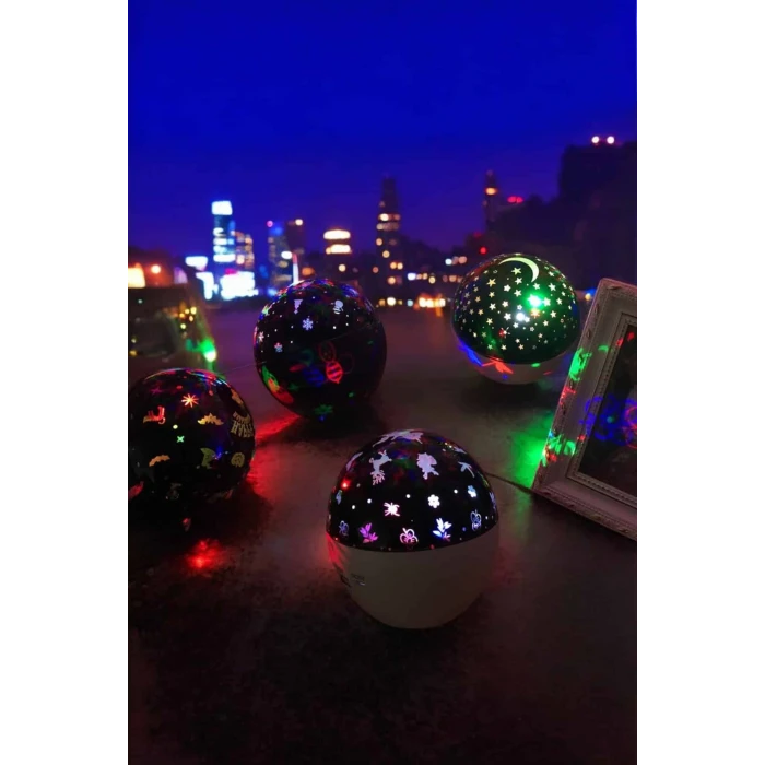 ieg™ Gece Lambası Projeksiyon Görünümlü Şarjlı Yıldızlı Yuvarlak