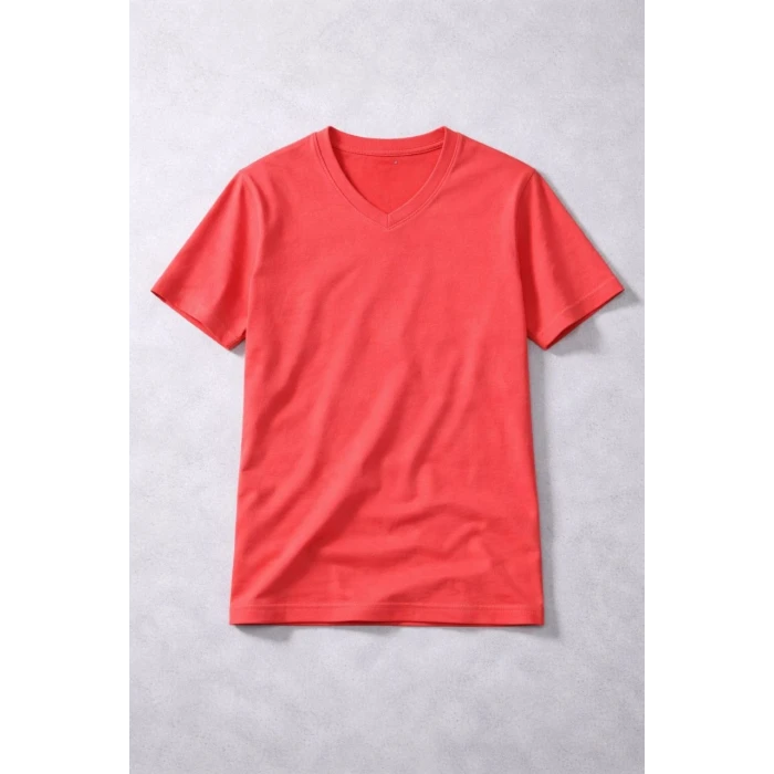 ieg™ Genç Erkek Çocuk V Yaka Tişört Model - Nar Çiçeği