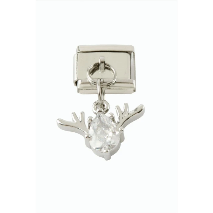 ieg™ Geyik Zirkon Taşlı Sallatılı Çelik Charm