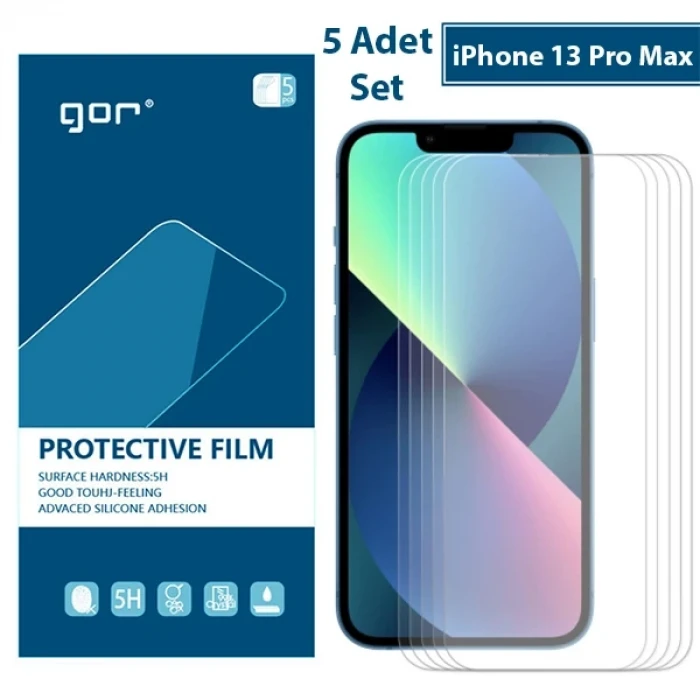 ieg™ Gor İphone 13 Pro Max Darbe Emici Ekran Koruyucu Jelatin 5 Adet Set