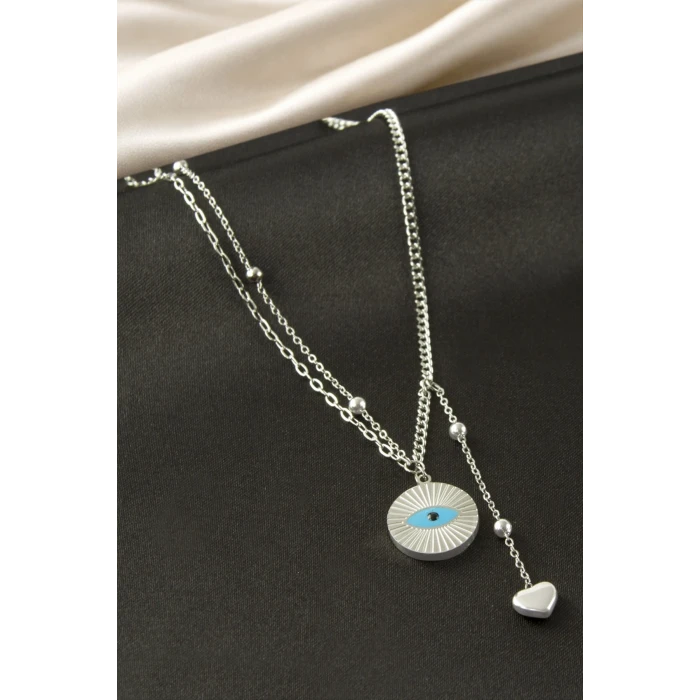 ieg™ Göz Kalp Çelik İkili Kolye