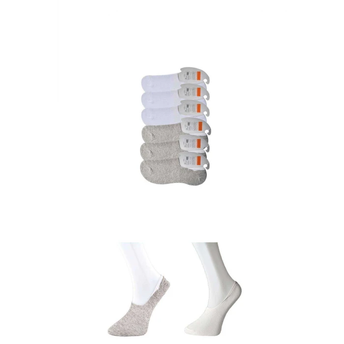 ieg™ Gri ve Beyaz Erkek Babet Çorap 6 çift