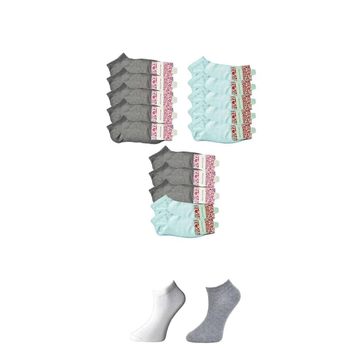 ieg™ Gri ve Beyaz Kadın Bilek Çorap 15 çift