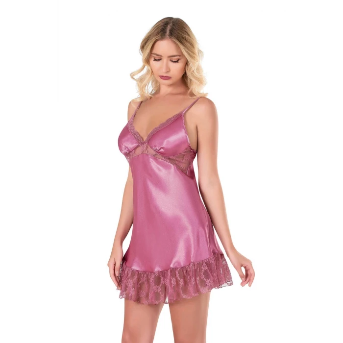 ieg™ Gül Kurusu Kısa Saten Gecelik