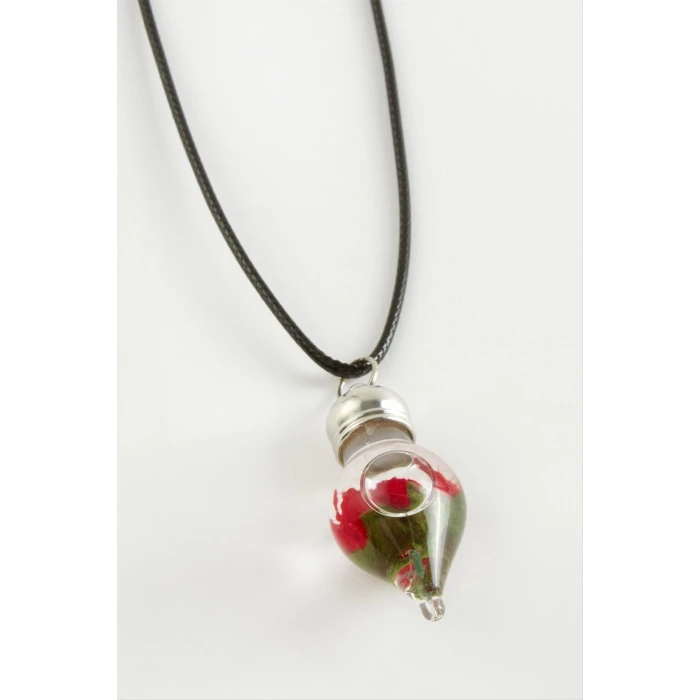 ieg™ Gül Sulu Fanus Canlı Kolye