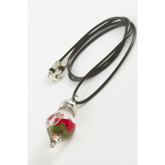 ieg™ Gül Sulu Fanus Canlı Kolye