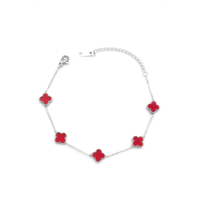 ieg™ Gümüş VC Yonca Bileklik - Bordo