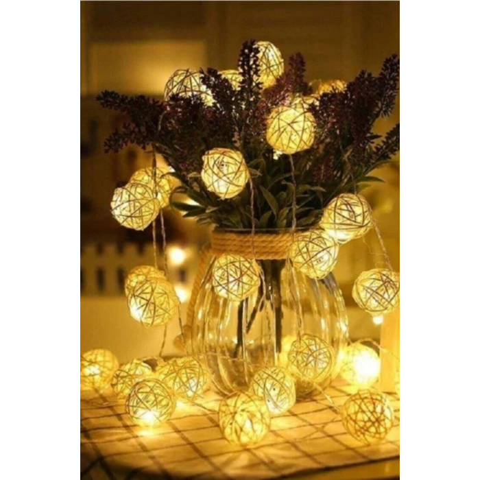 ieg™ Hasır Toplar Led Işık 2 metre GÜN IŞIĞI Dekor Lambası