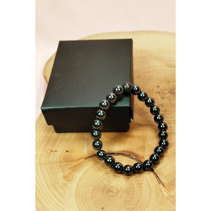 İEG Hematit Doğal Taş Bileklik Kutulu