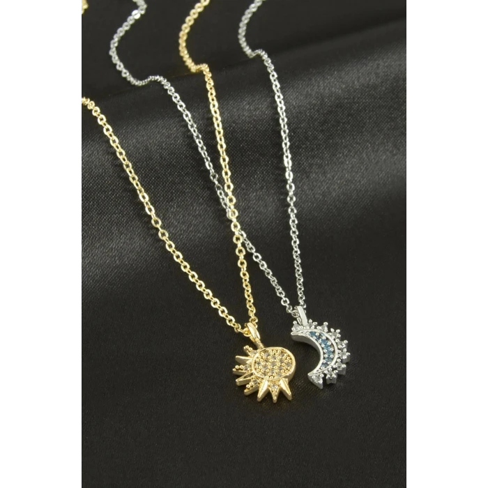 ieg™ Hilal Yıldız Çift Zirkon Taşlı Kolye