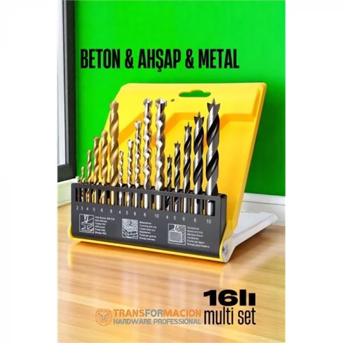ieg™ Hsnet Matkap Ucu Seti- Beton Metal Ahşap Matkap Ucu Drill Bits Set 16 Lı Set