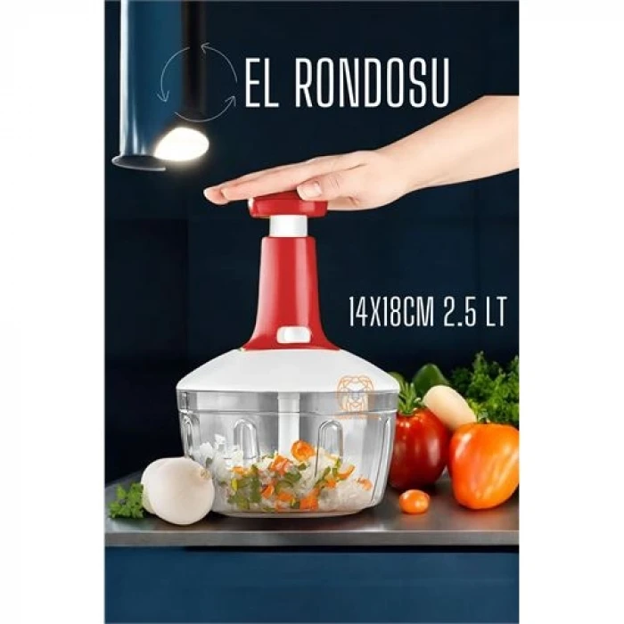 ieg™ Hsnet Pratik El Rondosu Üstten Basmalı 5 Bıçaklı 2.5 Litre 14x18cm
