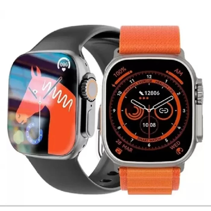 ieg™ Hw8 Ultra Çift Kordon 49mm  Siri Nfc Bluetooth Arama Konuşma  İos & Android Uyumlu Akıllı Saat