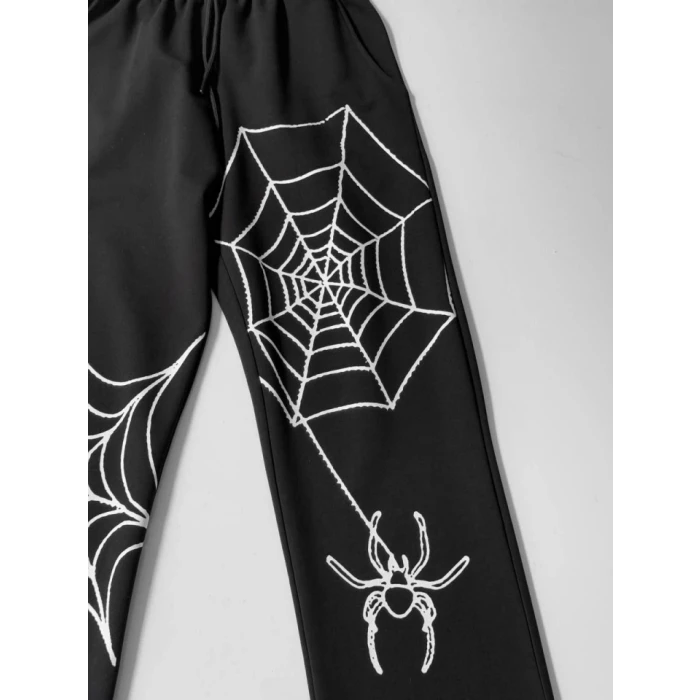 ieg™ İki İplik Kumaş Örümcek Baskılı Esofman - Siyah